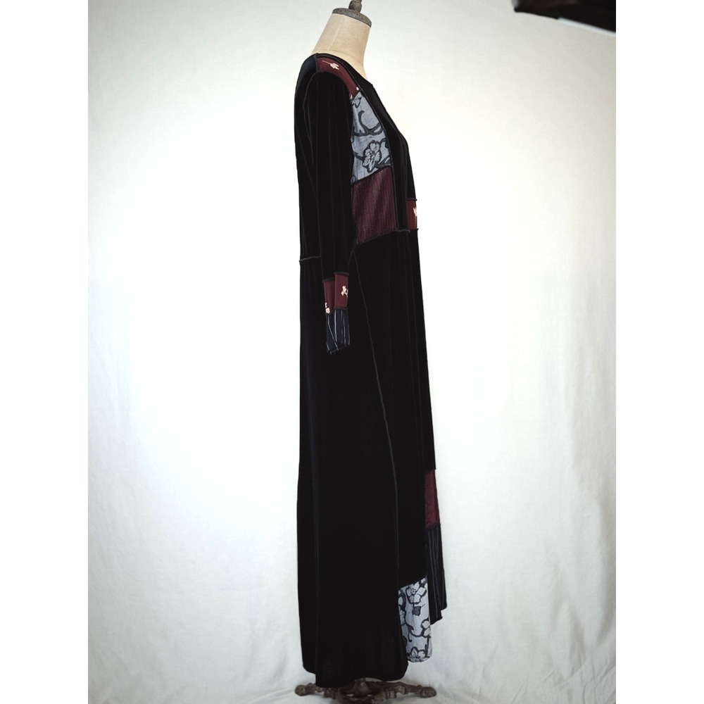 90's Something Old Something New Black Velvet Maxi Dress XL #1-0154 - Picture 4 of 12